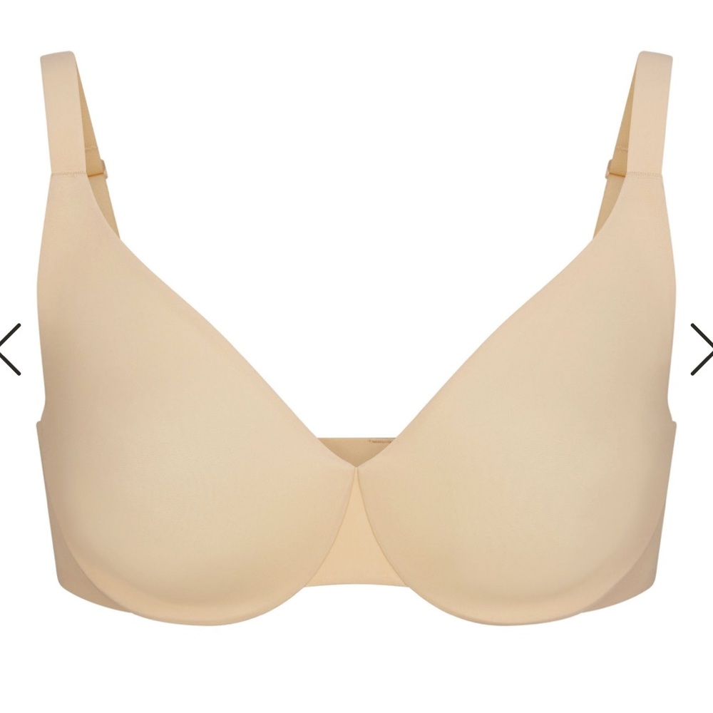 SKIMS Unlined Full Coverage Bra Sand 32DD wired adjustable nylon spandex nude